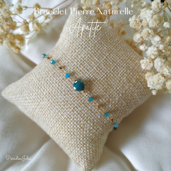 Bracelet Chaine perlée-Pierre Naturelle Apatite-Paradise Julia